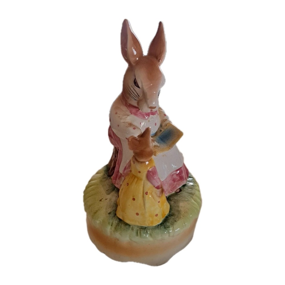 Vtg Lefton Bunnies w/working Music Box. Easter/Spring Decor